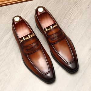 2022 tamaño grande EUR37-45 negro/marrón zapatos de vestir de negocios para hombres zapatos de boda de graduación de cuero genuino para niños