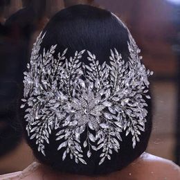 2022 Leaf Flower Diamond Tiara Long Barroco Crystal Nupcial Headwear Crown Rhinestone con joyería de boda Accesorios para el cabello Diamond Nupcial Crowns Headpieces