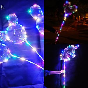 2022 LED Bobo Ball Main Tenir Ballon Lumineux Guirlande Lumineuse Souris Licorne Étoile Coeur Forme Fête Décor De Noël Halloween Anniversaire De Mariage Ballons T34JB5L