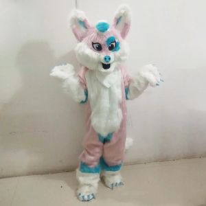 2022 Lange vacht Husky Dog Wolf Fox Fursuit Mascot Mascot Costume Adult Anime Character Jurk Halloween Kerstparade Furry Suits