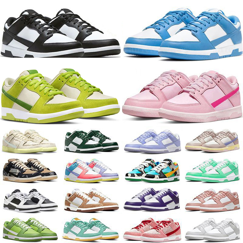 2022 Low Chaussures de course pour hommes femmes Noir Blanc Panda Photon Dust Kentucky University Rouge vert Brésil Chicago femmes formateurs sports de plein air baskets 36-46