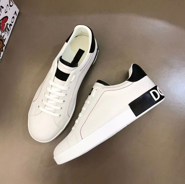 2022 Luxe 22S/S Cuir Blanc Cuir De Veau Nappa Portofino Baskets Chaussures De Haute Qualité Marques Confort Baskets En Plein Air Chaussures De Marche Décontractées Pour Hommes EU38-46.BOX