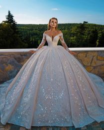 2022 vestidos de novia de vestidos de pelota de lujo encaje princesa vestida de novia de la princes