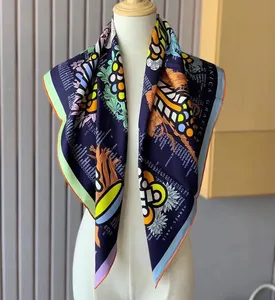 2022 ￉charpes de marque de luxe 100% Silk 90 cm ￉carpe carr￩e Les gros ch￢les enveloppe Hijabs Imprim￩s floraux Scharpes d'hiver Minage d'hiver Kerchief Neckerchief Bandeau Pashmina