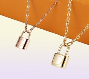 2022 luxe designer sieraden 316L titanium stalen slot hanger ketting 18K goud rose zilveren ketting voor mannen en vrouwen paar gift9707957