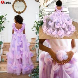 2022 luxe handgemaakte bloem meisjes jurken voor bruiloften baby bloemen photoshoot meisje jurk verjaardag jurken wjy591