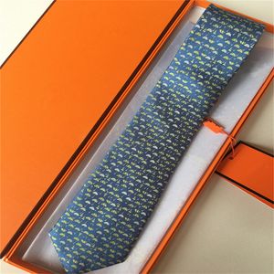 2022 Luxe Hoge Kwaliteit Designer Mannen Letter 100% Stropdas Zijden Stropdas Zwart Blauw Aldult Jacquard Party Bruiloft Zakelijk Geweven Mode ontwerp Hawaï Stropdassen doos 124