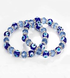 2022 Luxury Lucky Eye Glass Breed Bracelets Crystal Evil Eye Bracelet pour les femmes Bijoux de mode Ajustement3793747