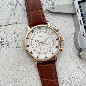 2023 luxe herenhorloges in Romeinse cijfers stijl Alle wijzerplaten Werkend quartz horloge Hoge kwaliteit Europees topmerk Chronograaf klok lederen riem mode Zes naaldwerk