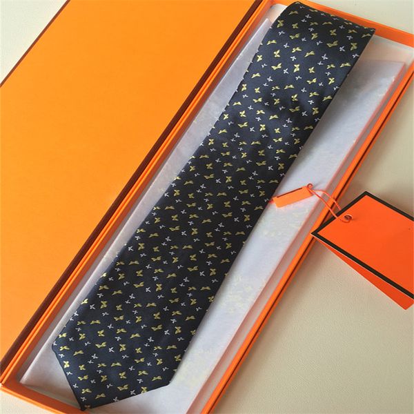 2022 Luxe Cravate Haute Qualité Hommes Lettre 100% Cravate Cravate En Soie noir bleu Aldult Jacquard Fête De Mariage D'affaires Tissé Mode Top Design Hawaii Cravates