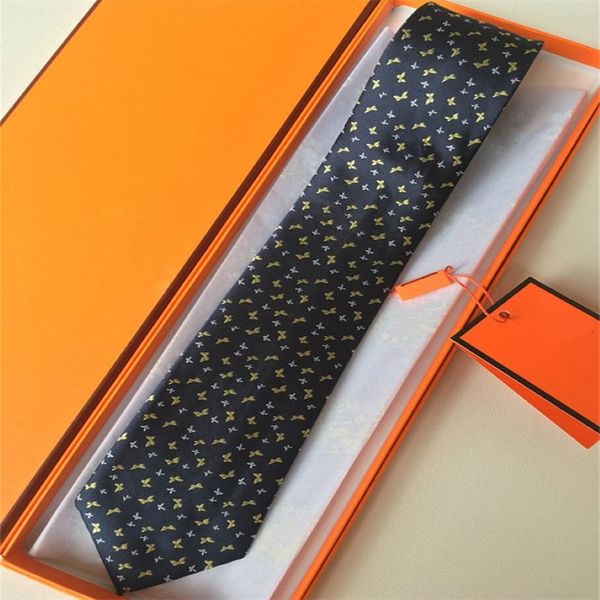 2022 Cravate de luxe Lettre de haute qualité pour hommes 100% Cravate en soie Cravate noir bleu Aldult Jacquard Party Wedding Business Tissé F220Z