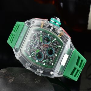 2022 Luxe Zes-pins Quartz Transparante Bezel Heren Automatisch Horloge Heren Designer Waterdicht watch260T