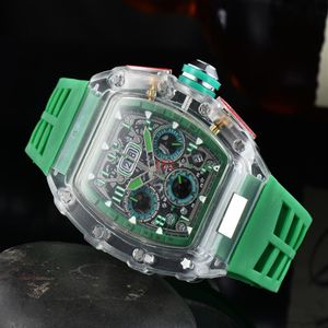2022 Luxe Zes-pins Quartz Transparante Bezel Heren Automatisch Horloge Heren Designer Waterdicht watch274k