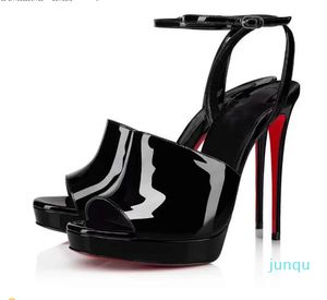 2022-luxe été sandales chaussures pour femmes bout rond talons hauts en cuir verni pompes chaussures discount robe de soirée soirée