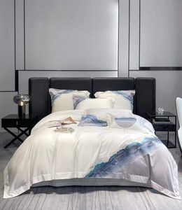 2022 Luxe top 100% katoen 5 stks witte borduurbeddensets dekbed cover linetheet kussensloop kussenbed king koningin mooi adellijk paleis koninklijk bed