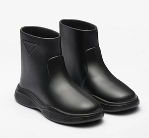 Bottines de luxe en caoutchouc noir pour femmes, chaussures plates à plateforme blanche, imperméables, à la mode, 2022