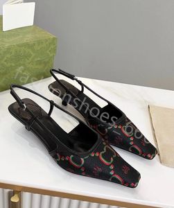 2022 Luxury dames g slingback sandalen pomp aria slingback schoenen worden gepresenteerd in zwart gaas met kristallen sprankelend motief teruggesplaar sluiting 35-41
