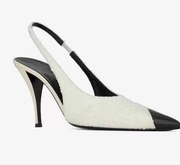 2022 Luxe dames Vesper Sandals schoenen voor vrouwen Slingback Patent Leather Metal Toe Cap Lady Pumps Mode Hoge hakken Comfort Walking Hoge kwaliteit