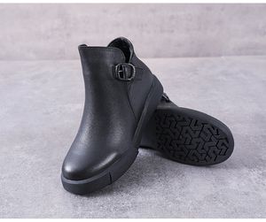 Elegante Winter Dames Casual Shoes Kelly Lock Buckles enkel laarzen Black Calf lederen dame booty ridder laarsjes martin mode dames gevecht bootjes