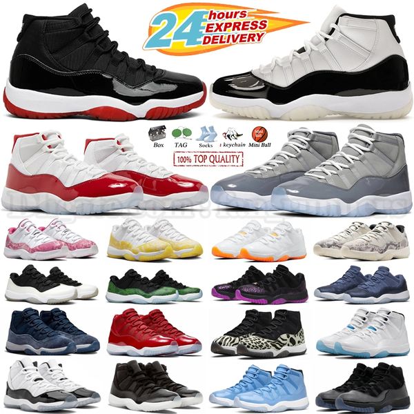 Jumpman 11 Low Cherry 11s Zapatillas de baloncesto Cool Grey Bred DMP Gratitud Napolitana Gorra y bata Midnight Navy Gement Grey Space Jam Hombres Mujeres Entrenadores Deportes Zapatillas de deporte