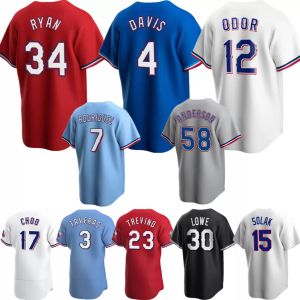 Marcus Semien Jerseys Joey Gallo Corey Seager Jose Trevino Adolis Garcia Jon Gray Nick Solak Nolan Ryan Santana Custom Texas Heren Dames Honkbal Jersey Jeugd