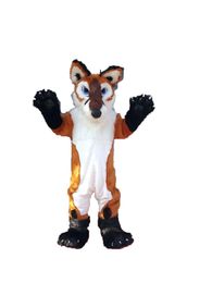 2022 Costumes de mascotte Animal Brown Husky Dog Fursuit Costume d'animal Tenues Adultes Femmes Hommes Dessin animé pour Carnaval Festival Robe commerciale