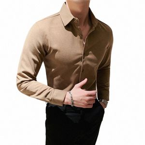 2022 Mannelijke Shirt Herfst/Winter Verdikte Frosted M Wollen Shirt Mannen Slanke Hoogwaardige Dubbelzijdig Cmere Shirt kaki H66b #