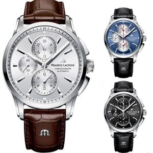 2022 Maurice Lacroix Horloge Ben Tao Serie Drie-Ogen Chronograaf Fashion Casual Top Luxe Lederen Gift Watch283O