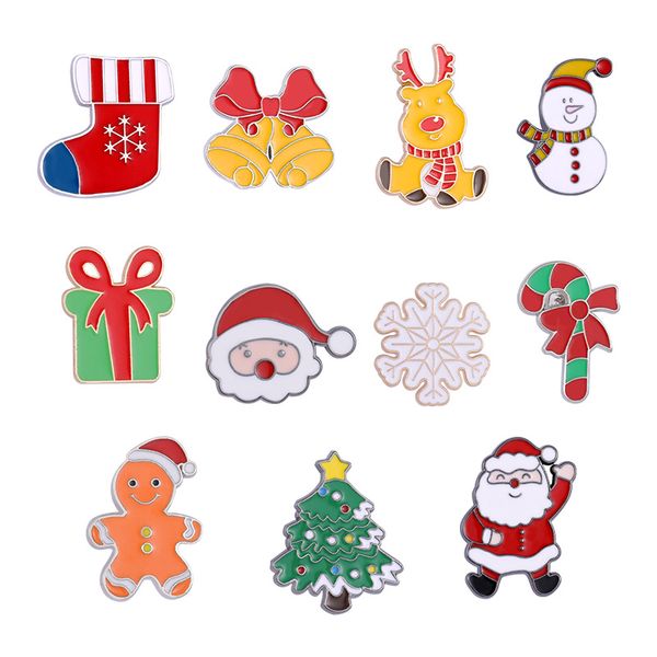 Papá Noel Navidad Broches Prendedores Joyas Vacaciones Regalo de Navidad Fiesta Muñeco de nieve Ropa esmaltada Collar Arte Decoraciones Adornos para hombres Mujeres Niños Broche al por mayor