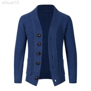 2022 Men Herfst nieuwe mannen Casual lange mouwen dikke trendy slanke vest met één borsten met een borste trui L220801