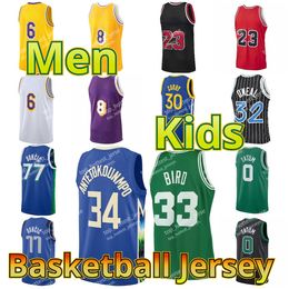 Maillot pour hommes pour jeunes Allen Giannis Iverson Luka Vince Jayson Carter Tatum Doncic Larry Ja Bird Morant Throwback Nouveaux maillots de basket Tous les chemises cousues Cadeau pour les fans