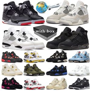 Jumpman 4 4S Chaussures de basket-ball Hommes Baskets Femmes Baskets Bred Reimagined Olive Militaire Black Cat Red Thunder Frozen Moments White Oreo sports