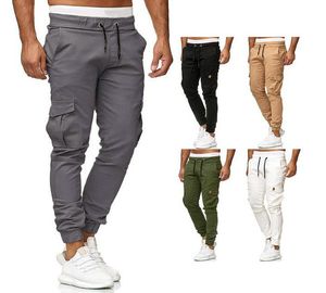 Pantalones Cargo para hombre, ropa de calle, pantalones de correr de Color sólido, pantalones deportivos para hombre, pantalones de chándal informales de otoño y primavera, ropa