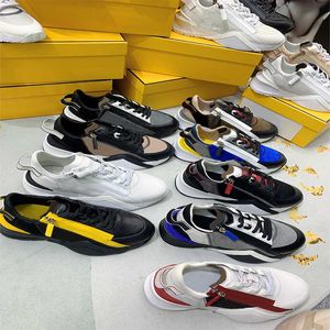 2022 Men Casual schoenen Designer Flow Sneakers Schoenen Buitenschoenen Nylon Runner Trainers Top Suede Leather Black Wit Sports Zipper Rubber Runner met doos NO259