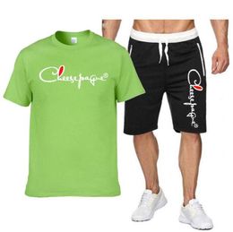 2022 Men Casual Tracksuits Set Fashion Brand LOGO printing Sweat Suit Short Sleeve Tshirt Shorts Sets Male Tracksuit Summer 2 PCS6415779