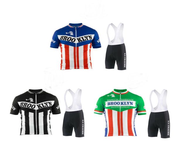 2022 Men de vélo de cyclisme Ensemble blanc noir vert manche courte Brooklyn Vêtements de vélo d'été Vêtements de vélo de route MTB Wear Cus8344988