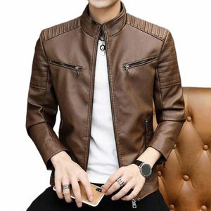 2022 Hommes Veste de costume en cuir Hommes Slim Fit Manteau court Hommes Fi Veste en cuir Streetwear Casual Blazer Vestes Vêtements d'extérieur pour hommes 791y #