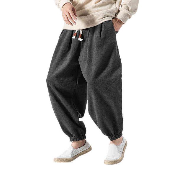 2022 Hombres Pantalones Hip Hop Harem Sweetpants Drop Crotch Pantalones para hombre Parkour Track Pantalones cónicos Entrenamiento Jogger Pantalones de algodón M-5XL L220706