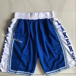 2022 Heren basketbalteam Throwback gestikte shorts Broek met elastische taille in maat S-2XL Mode Vintage stijl blauwe kleur Team Letters Shorts Groothandel