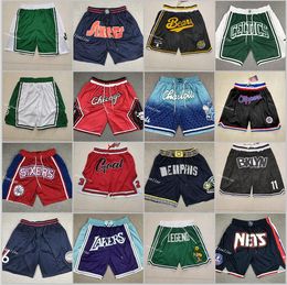 2022 Pantalon de survêtement court de basket-ball pour hommes City Edition Short à fermeture éclair avec poche Hip Pop Pantalones Cortos De Baloncesto Pantalones Deportivos en taille S-taille 2XL