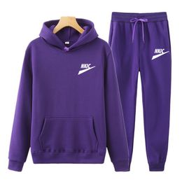 2022 heren hoodie pak mannen sport wear trainingspakken merk logo print mannen twee stukken sets oversized paars hooded streetwear outfits S-3XL