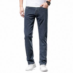 2022 Hombres Regular Fit Blue Jeans Busin Tela Pantalones de mezclilla rectos Ropa para hombre Hombres Diseñador Jeans para hombres M4EE #