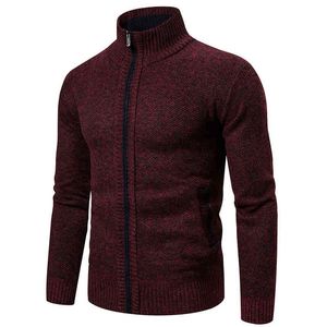 2022 Herentruien Herfst Winter Wool Zipper Cardigan Sweaters Man Casual gebreide sweatercoat mannelijk L220730