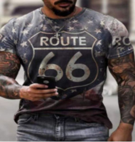 T-shirt à manches courtes et col rond pour hommes, avec impression numérique 3D, de sport, européen et américain, grande taille 6XL, 2022