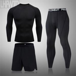 2022 hommes sous-vêtement thermique costume MMA Rashguard Fitness sport Leggings couleur unie vêtements de compression 211110