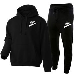 Survêtement noir pour hommes marque logo 2 pièces ensemble Jogging costume hommes mode vêtements Streetwear vêtements survêtements vêtements de course