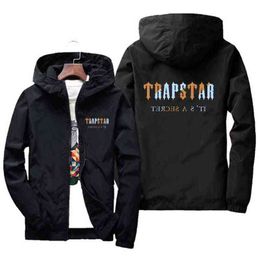 2022 TRAPSTAR Hommes Imprimé À Capuche Pilot Zipper Mince Trench-Coat Protection Solaire Mince Manteau Respirant Manteau De Sport Casual Veste 5X Y220803