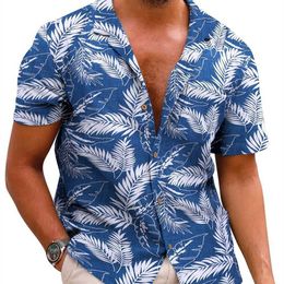 Camisa de manga corta con estampado hawaiano de verano para hombre Q240228