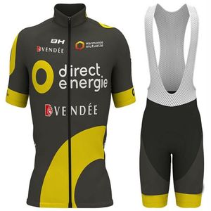 2022 Heren Zomer Direct Energie Zwart-Geel Wielertrui Set Triathlon Mountainbike Kleding Maillot Ciclismo Ropa Maat XXS-6XL257J