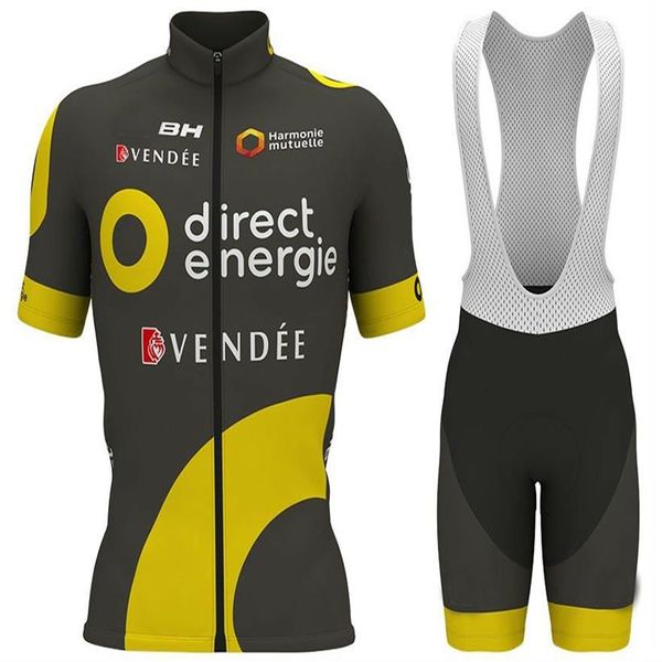 2022 Hommes Summer Direct Energie Noir-Jaune Maillot de cyclisme Ensemble Triathlon VTT Vêtements Maillot Ciclismo Ropa Taille XXS-6XL312a
